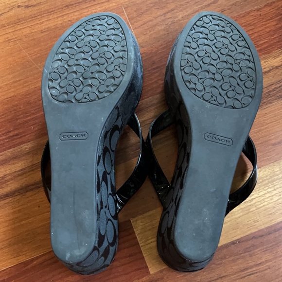 Coach platform sandal flip flops size 9 black with jewels - Picture 3 of 5